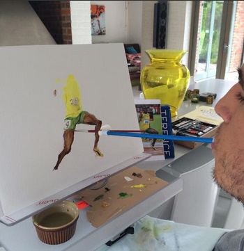 Henry Fraser paints Usain Bolt 3