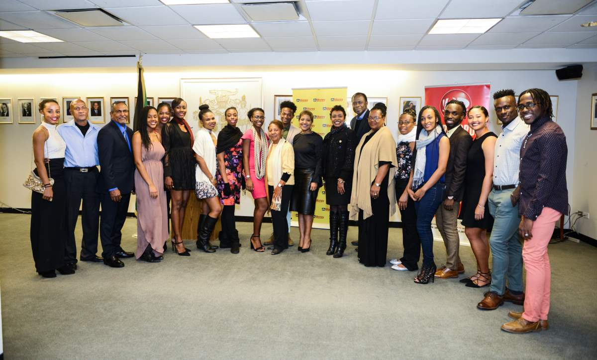 Movements Dance Company of Jamaica Troupe with Consul General of Jamaica to New York Hon. Trudy Deans (Center); RJR-Radio Jamaica Personality, Ms. Norma Brown-Bell (Left of CG - Deans); Congresswoman Yvette D. Clarke (right of CD-Deans) followed by Ms. Monica Campbell McFarlene, CD,  Artistic Director-Movements Dance Company