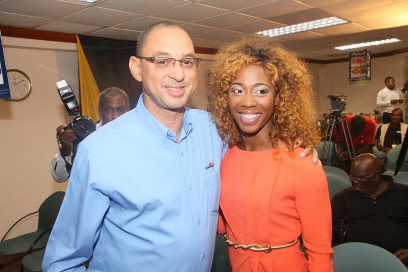 GraceKennedy Group-CEO Don Wehby with Olympic Sprint Champion  Shelly-Anne Fraser-Pryce