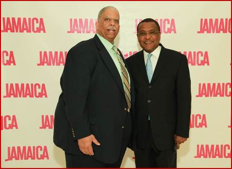 New York State Senator Leroy Comrie (left) poses with Director of Tourism Paul Pennicook during Diaspora Appreciation Reception on Wednesday, May 13 Photo credit: Kwabena Brown