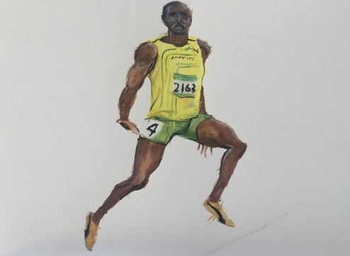 Henry Fraser paints Usain Bolt 2