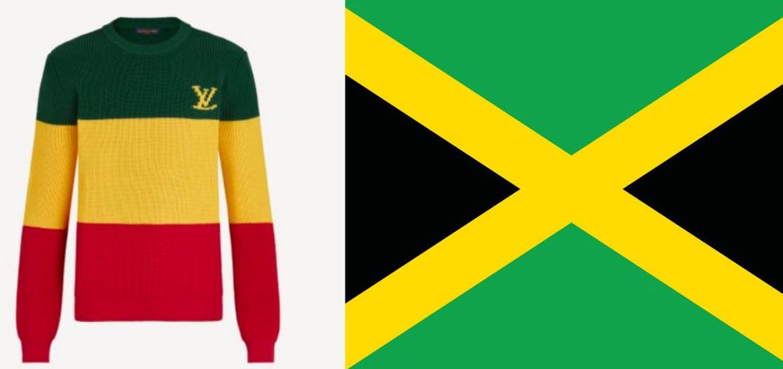 Jamaican Stripe Pullover Promoted by Louis Vuitton as Inspired by Jamaican Flag Does Not Feature National Flag Colors