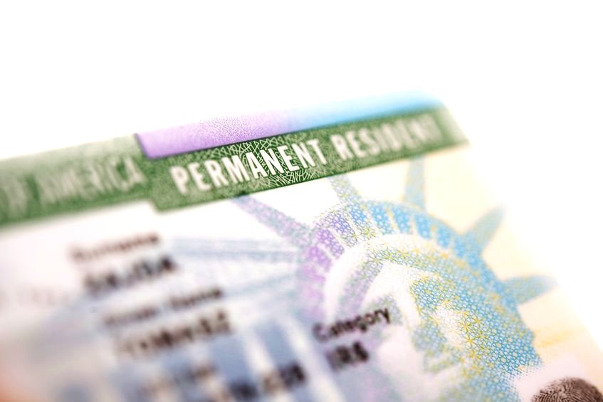 American Green Card - United States Permanent Residency Card Closeup.