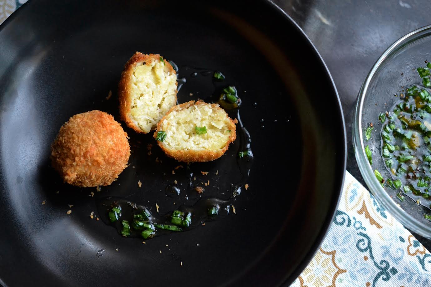 Jamaican Yellow Yam Croquettes with Honey Escovitch Sauce