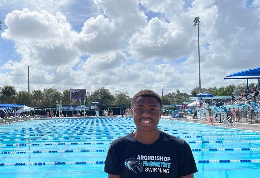 Young Jamaican American Swimmer Breaks School Record - Nathaniel Garrick feature